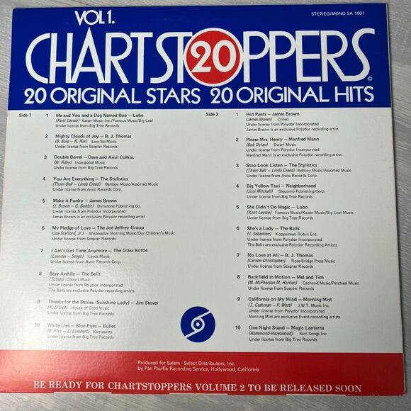20 Charts Toppers Vol. 1 vinyl - Picture 3 of 3
